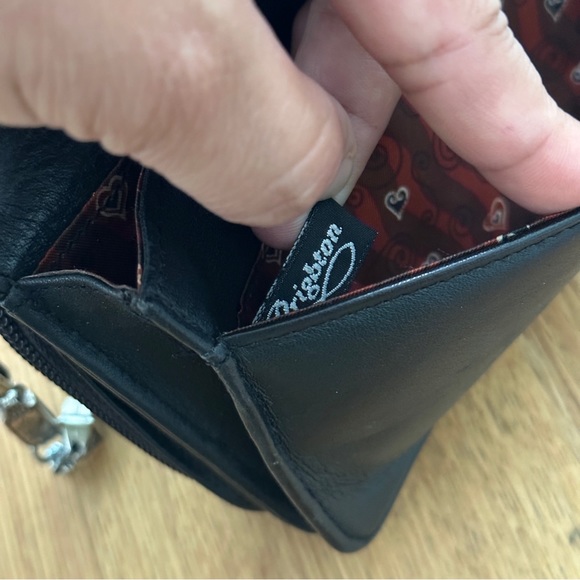 Brighton Black Brown Leather Crossbody Organizer Zip Around Wallet - Picture 11 of 15